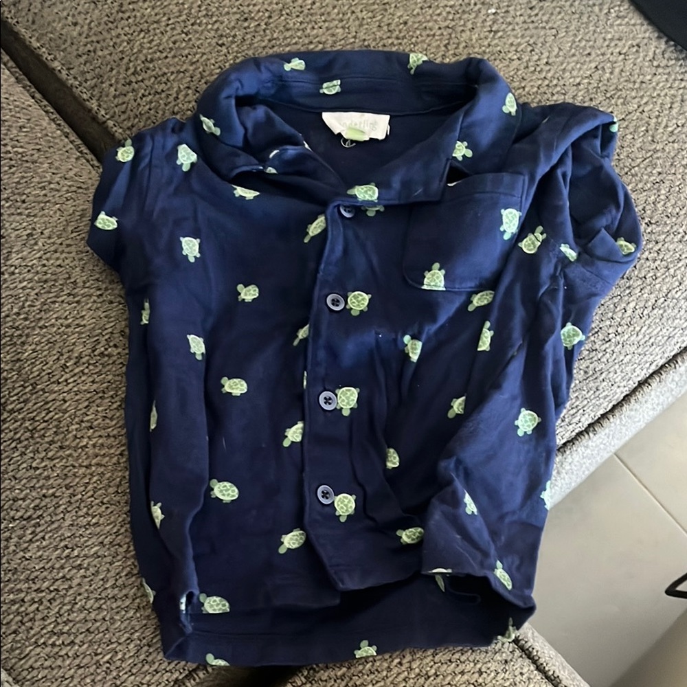 Navy Blue Kids Shirt with Turtle Print